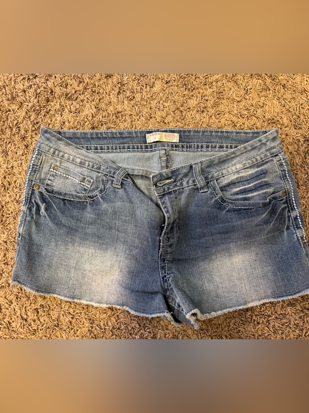 No Boundaries Faded Blue Cutoff Denim Shorts